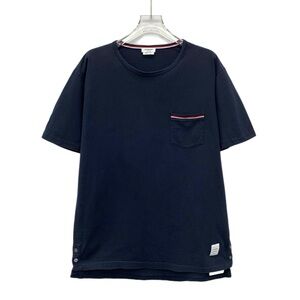 Thom Browne Dark Blue Short Sleeve Tee with Pocket